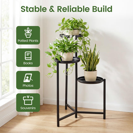 Dreamade 3-Tier Metal Tall Corner Plant Stand Indoor Outdoor