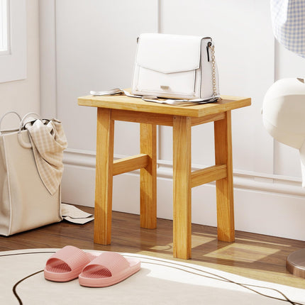 Dreamade Solid Teak Shower Bench Stool for Bathroom with Water-Resistant Finish 18''L x 12''W x 18''H