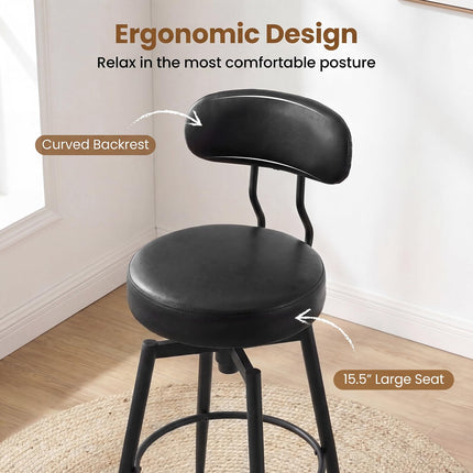 Dreamade Swivel Barstools Set of 2/4 Faux Leather 31 Inch Bar Height Stools w/Upholstered Seat & Back