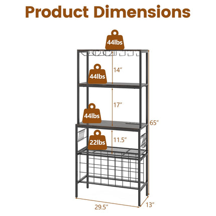 Dreamade Wine Rack Freestanding Floor Wine Bar Cabinet w/Power Outlet & RGB Light