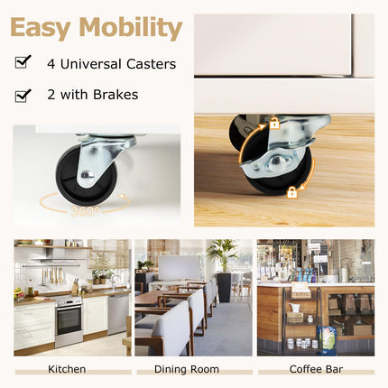 Dreamade Rolling Kitchen Island Cart w/Drop Leaf
