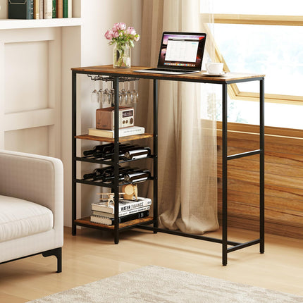 Dreamade 48" Bar Table with Storage Shelves for Kitchen Living Room Dinette