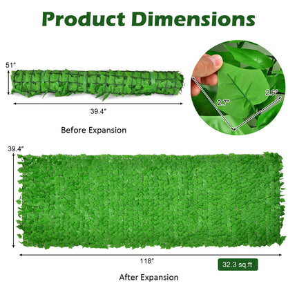 Dreamade 118" x 39.4" Artificial Hedges Fence Faux Ivy Vine Greenery Wall