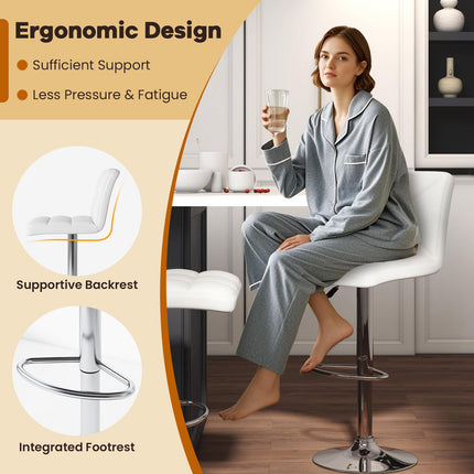 Dreamade Bar Stools Set of 2/4, Modern PU Leather Swivel Counter Height Bar Stools with Back