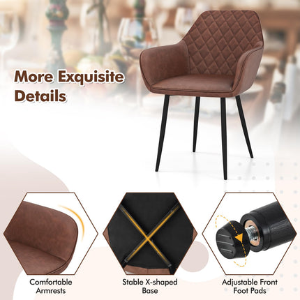 Dreamade Mid Century Modern Dining Chairs Set of 2/4, Upholstered Accent Chairs w/Curved Backrest, Wide Seat & Armrests