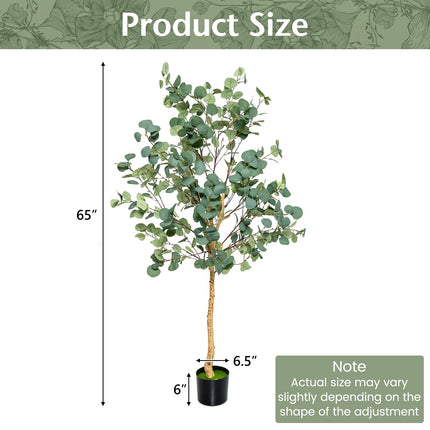 Dreamade 5.5ft Artificial Eucalyptus Tree, Tall Faux Eucalyptus Stems Fake Plants in Pot with 517 Silver Dollar Leaves