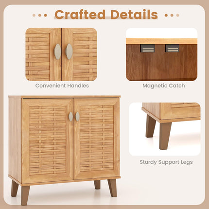 Dreamade Shoe Cabinet with Doors, 4-Tier Farmhouse Shoe Storage Cabinet with 3 Adjustable Shelves