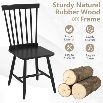 Dreamade Windsor Dining Chairs Set of 2/4 Black, w/Wide Seat & Spindle Back, Max Load 400 Lbs