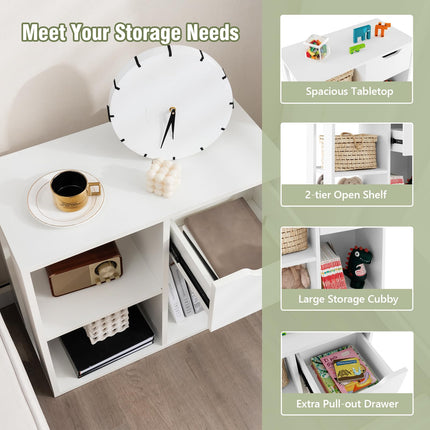 Dreamade 3 Cube Bookcase with Drawer, 2 Tier Bookshelf for Small Space, Modern Freestandin
