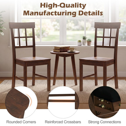 Dreamade Armless Wooden Dining Chairs Set of 2/4 with Solid Rubber Wood Frame
