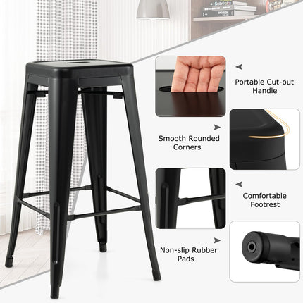 Dreamade Metal Backless Bar Stools Set of 4, 30" Bar Height Modern Industrial Barstools w/Cut-out Handle