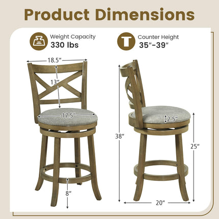 Dreamade Wood Swivel Bar Stools Set of 2/4 with Backrests and Wood Frame