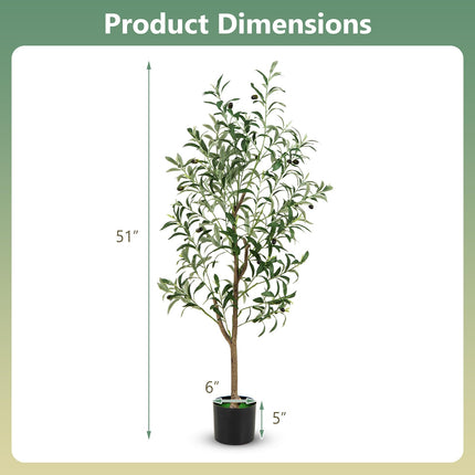 Dreamade 4.5ft Artificial Olive Tree, Tall Fake Potted Olive Silk Tree with Realistic Fruits, 2 Pack