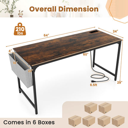 Dreamade 30 FT Conference Table with Charging Station, 60" x 24" Rectangular Large Meeting Room Desk with Storage Bag & Hook