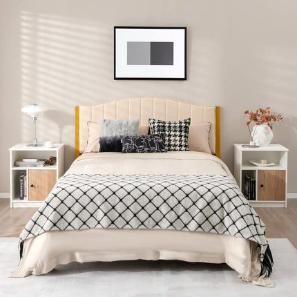 Dreamade White Nightstand Set of 2, 25" Tall End Side Table with 1 Door & 2 Open Shelves