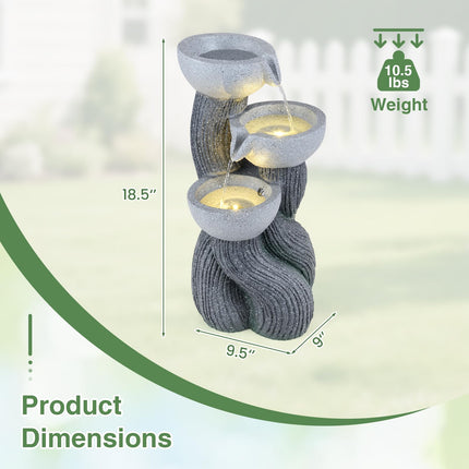 Dreamade 3-Tier Outdoor Water Fountain with Lights