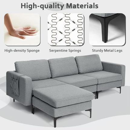 Dreamade 94.5" L Convertible Sofa Couch, 3 Seat Sectional Sleeper with USB Ports & Socket