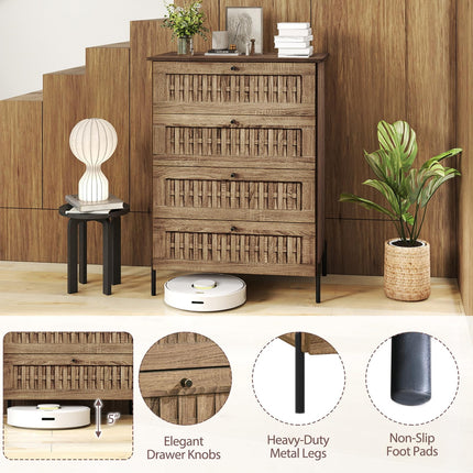 Dreamade 4-Drawer Dresser with Interlocking Mechanism and Metal Legs for Bedroom