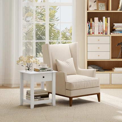 Dreamade Nightstand with Drawer 2-Tier Modern Bedside Table with Open Shelf and Storage