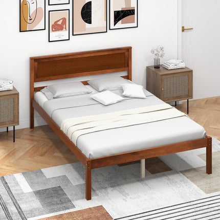 Dreamade Wood Full Platform Bed with Headboard