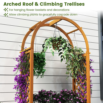 Dreamade Raised Garden Bed with Arch Lattice Trellis, for Climbing Vine Flower Vegetable