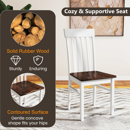 Dreamade Wooden Dining Chairs Set of 2/4 with Hollowed Backrests & Rubber Wood Seats