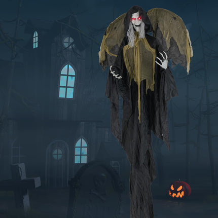 Dreamade 8.2 FT Halloween Standing Witch, Poseable Halloween Animatronic Prop with Light up Eyes