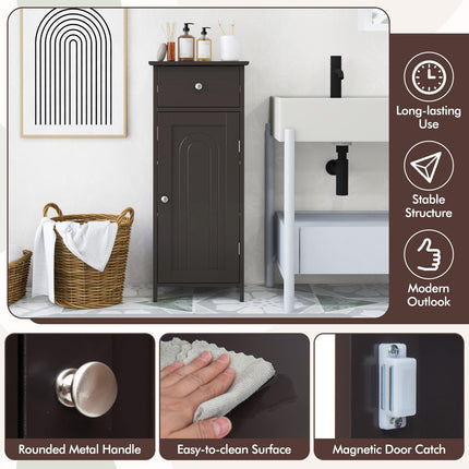 Dreamade 34.5” Bathroom Cabinet Narrow Side Storage Organizer with Drawer
