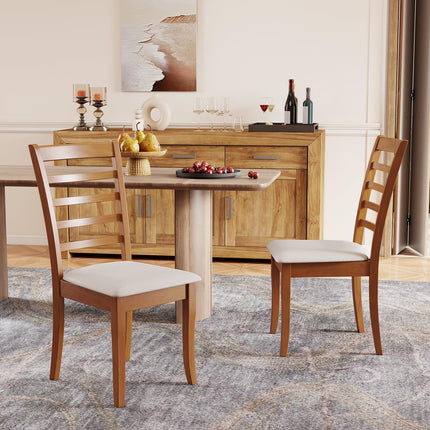 Dreamade Wooden Dining Chair Set of 2 or 4 w/Rubber Wood Legs High Slatted Backrest