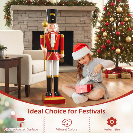 Dreamade 4' Christmas Nutcracker w/High Hat Beautiful Scepter Uniform & Boots
