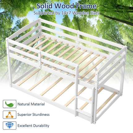 Dreamade Solid Wood Twin Over Twin Bunk Bed Frame