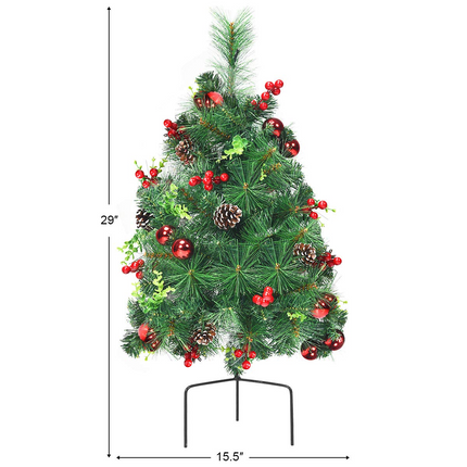 Dreamade Set of 2 Pathway Christmas Trees, 2FT Pre-Lit Artificial Xmas Trees - DreamadeUS