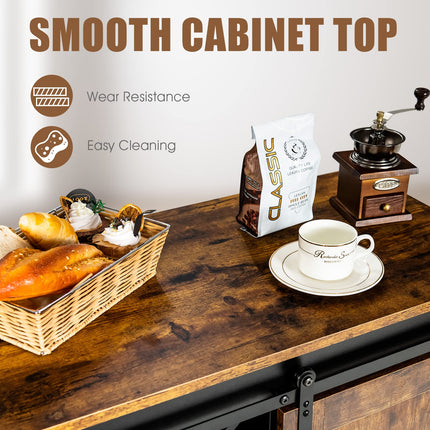 Dreamade Sideboard, Coffee Bar Station with Sliding Barn Door(Industrial)