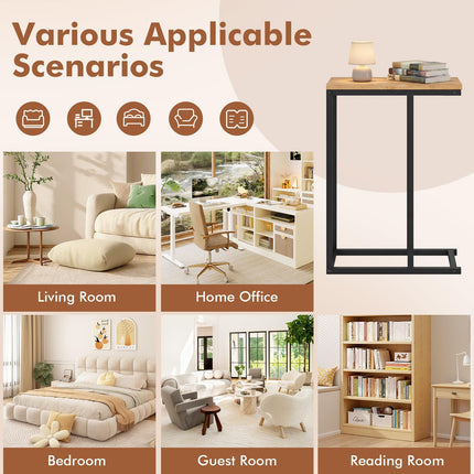 Dreamade Small Sofa Couch Side Table That Slide Under with Metal Frame & Spacious Tabletop