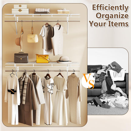 Dreamade 4 ft x 12” Metal Wire Storage Shelf & Clothes Rod Organizer