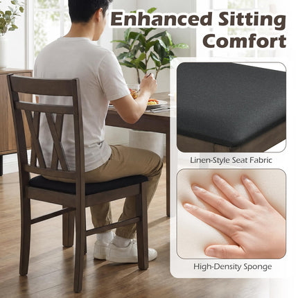 Dreamade Wood Dining Chairs Set of 2/4 Linen Style Upholstered Kitchen Chairs with Dual X-Shaped Back