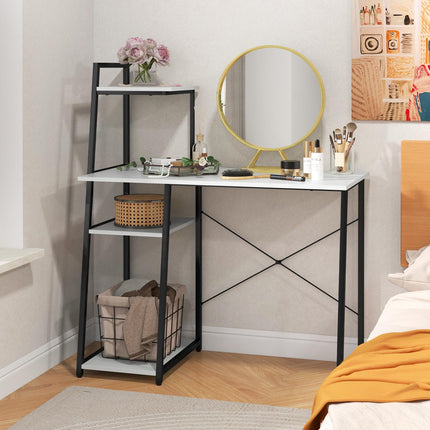 Dreamade Computer Desk with Shelves, 47.5” Home Office Desk with Bookshelf, Host Stand