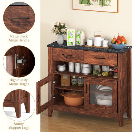 Dreamade Sideboard Buffet Cabinet, Coffee Bar Cabinet with 2 Drawers
