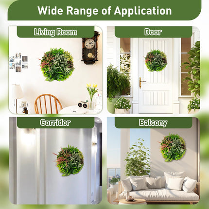 Dreamade 2 Pack Hanging Artificial Plants Panels, 20" Round Framed 3D Greenery Wall Art Decor