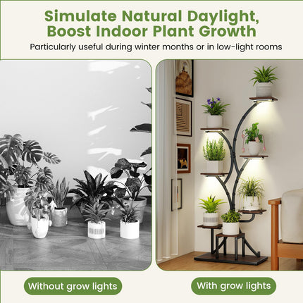 Dreamade Plant Stand Indoor with Grow Lights 8-Tier 58" Tall Corner Metal Plant Shelf