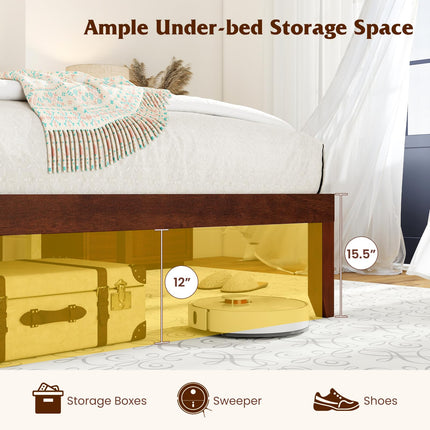 Dreamade Queen/Full/Twin Size Platform Bed with Retro Headboard Mid Century Modern Bed Frame with Wood Slat Support