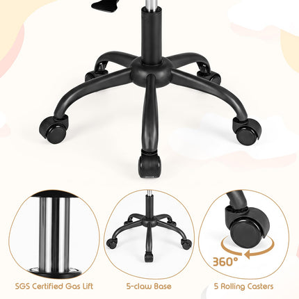 Dreamade Armless Kids Desk Chair | Rolling Study Chair with Wheels & Adjustable Height