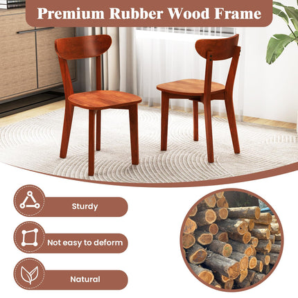 Dreamade Wooden Dining Chairs, Kitchen Chairs w/Curved Backrest & Solid Rubber Wood Frame