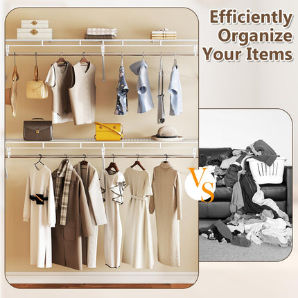 Dreamade 6 ft Wall Mounted Closet Shelf with Hanging Rod