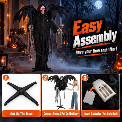 DREAMADE 5.5 FT Halloween Standing Grim Reaper with Red Eyes