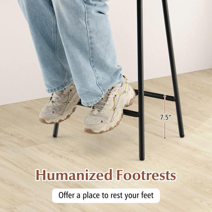 Dreamade 24" Bar Stools Set of 2, Counter Height Bar Stools with Footrests, Solid Metal Legs