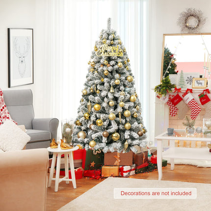 DREAMADE 7.5FT Flocked Christmas Tree, Artificial Xmas Tree w/PVC Needles