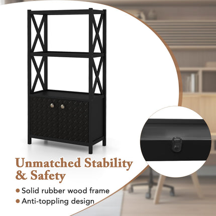 Dreamade Storage Cabinet, Freestanding Storage Organizer with Open Shelves, Double Doors