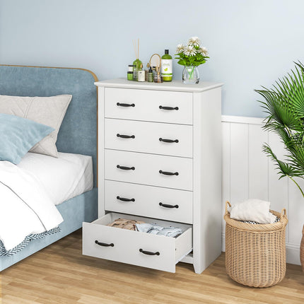 Dreamade 5 Drawer Dresser Chest of Drawers - Vertical Dresser with 5 Pull-Out Drawers for Bedroom, Living Room, Entryway