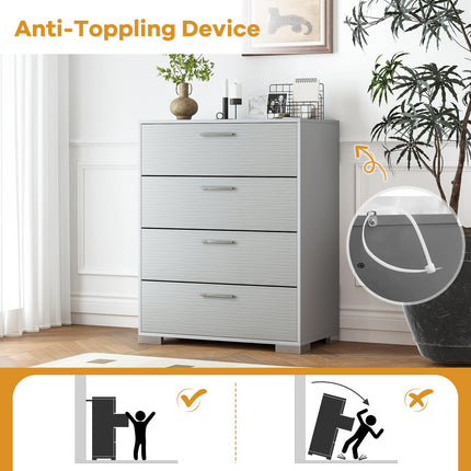 Dreamade Storage Cabinet with 4 Drawers, Metal Legs & Handles, Anti-Toppling Devices, Tall Cabinet